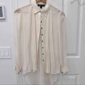 Elizabeth & James Tuxedo Style Button Down Shirt High Low Hem